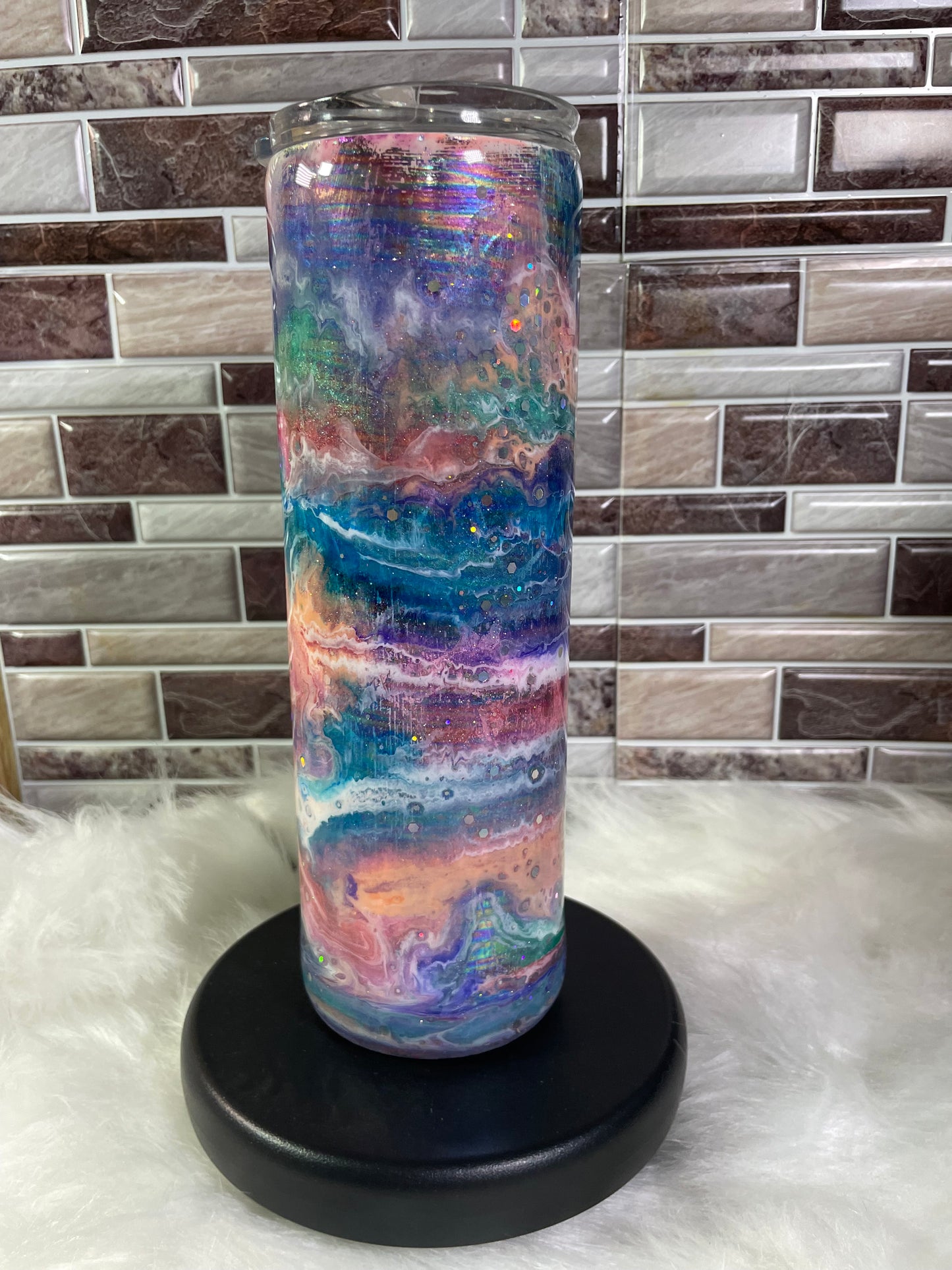 20 oz Stainless Steel Waymaker - Blue Pink & Peach - Foil Base Tumbler