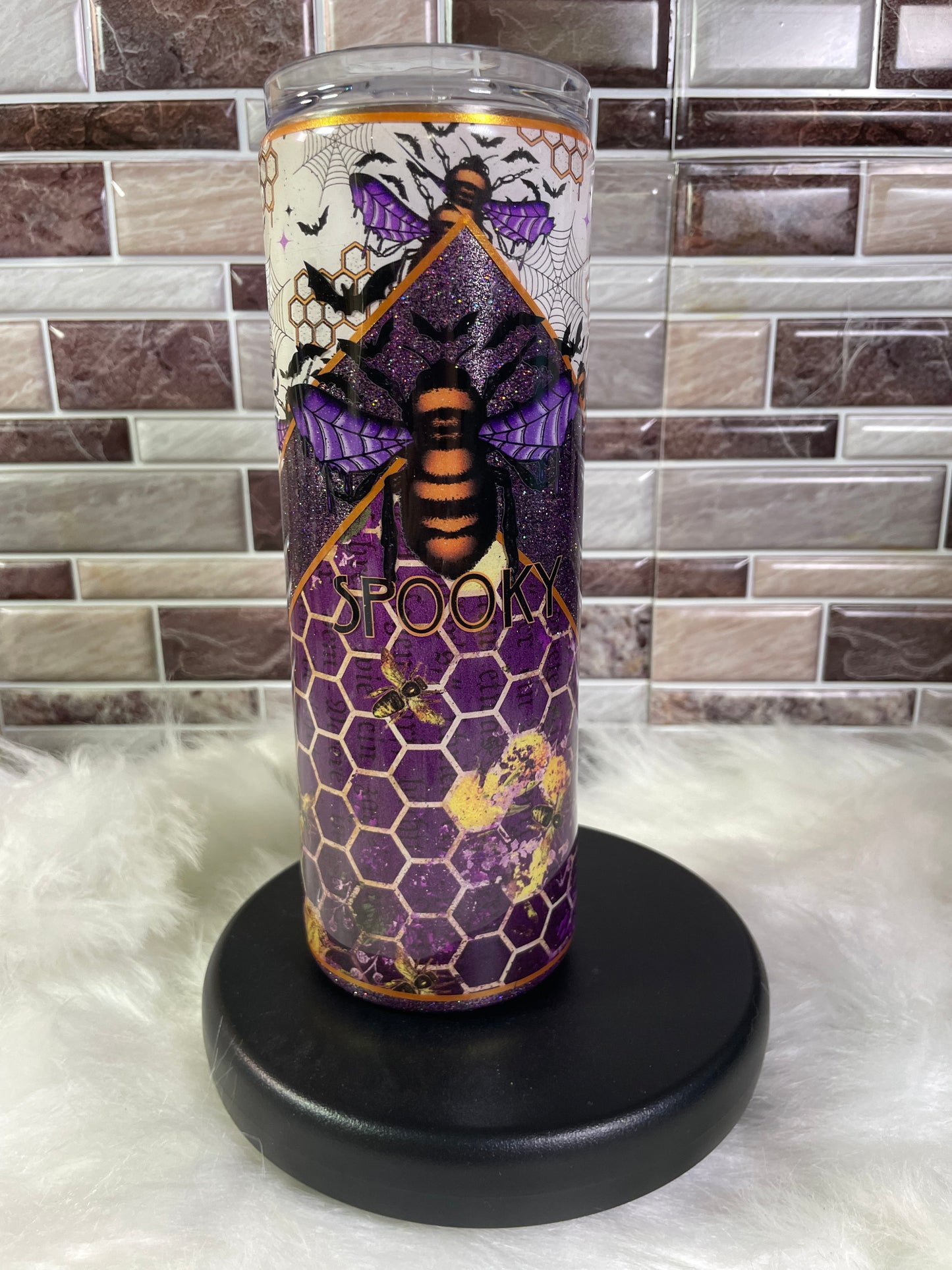 20 oz Stainless Steel Double V Split - Halloween Bee Tumbler