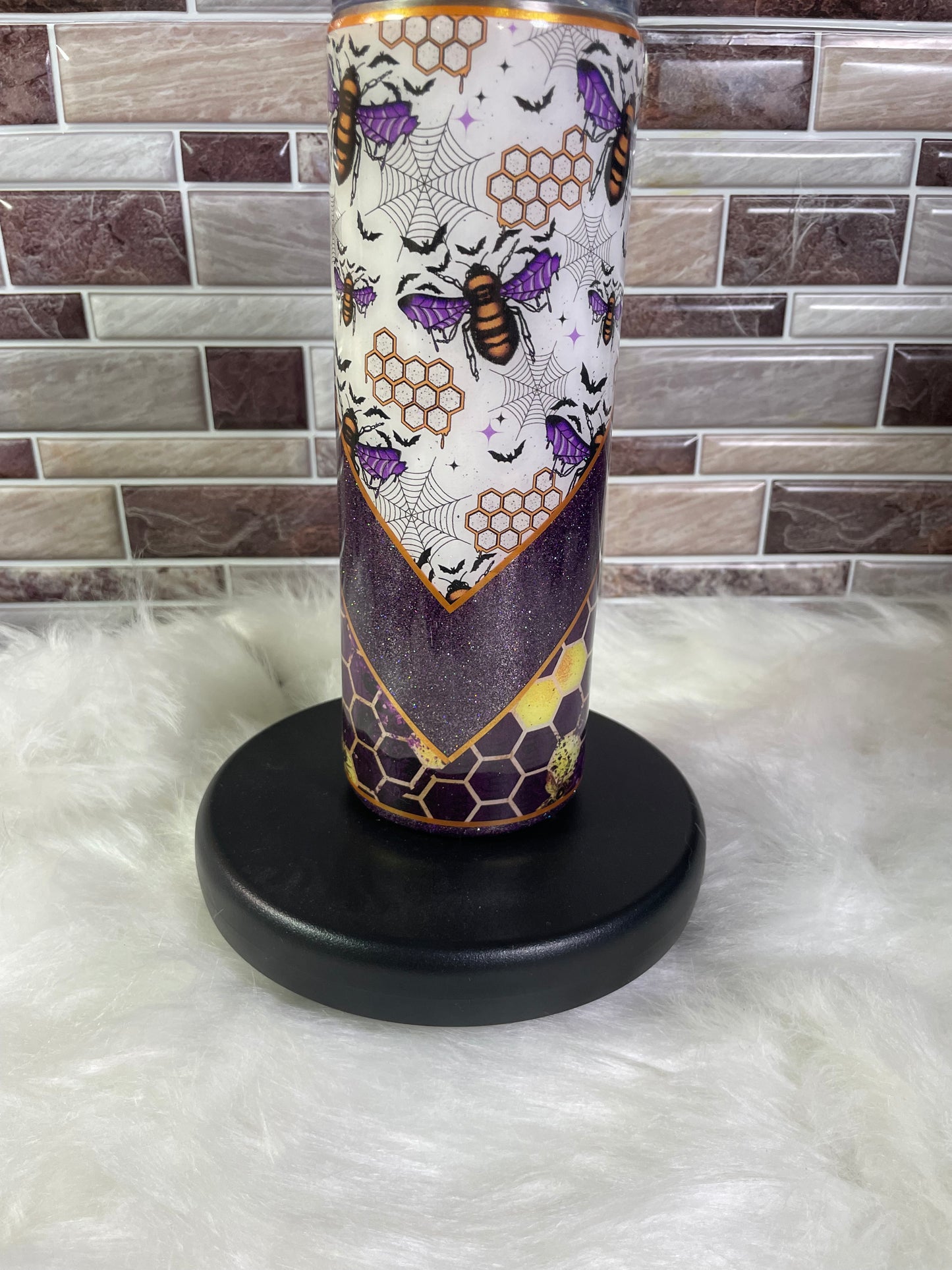 20 oz Stainless Steel Double V Split - Halloween Bee Tumbler