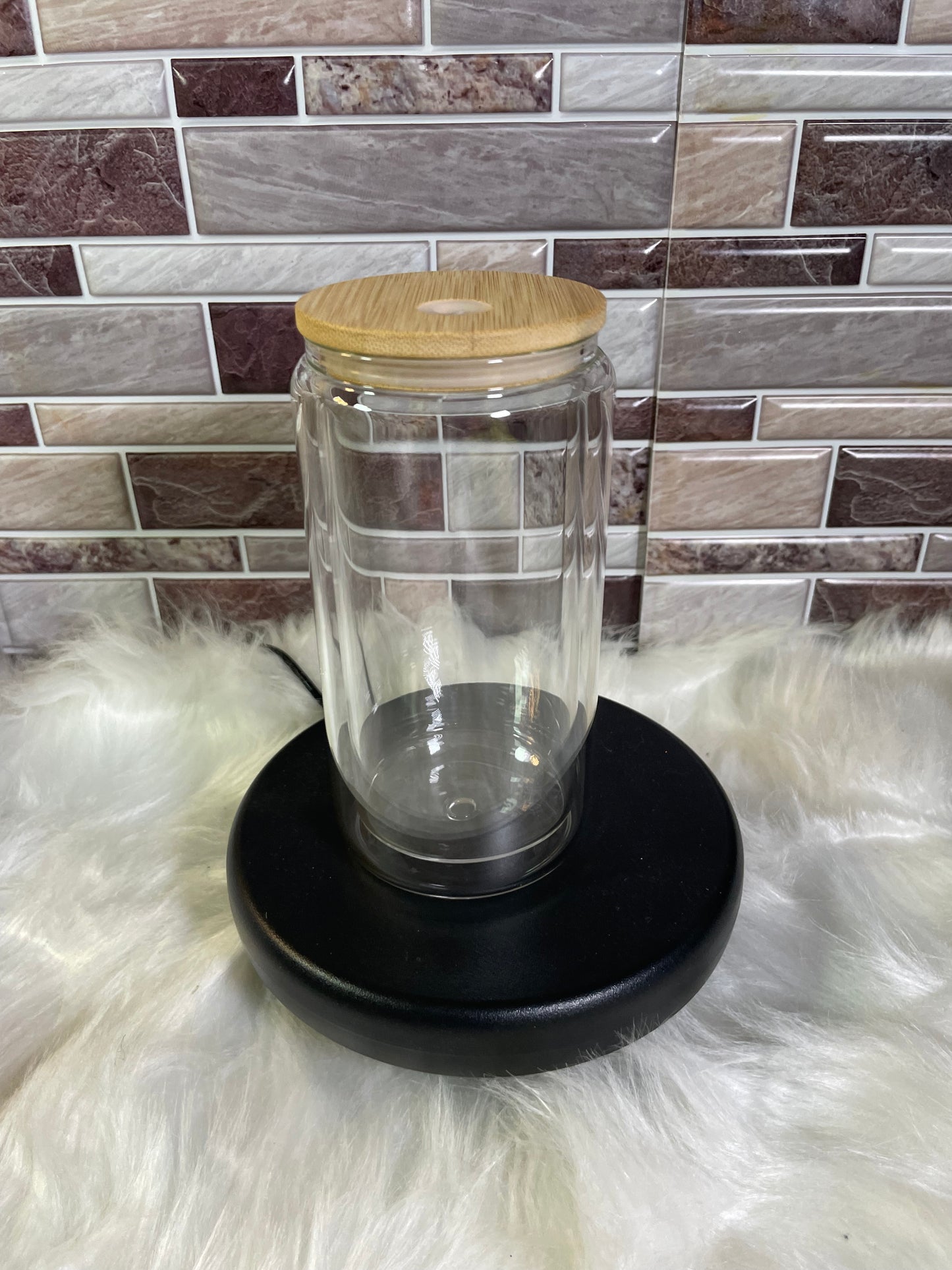 20 oz Glass Glitter Globe Tumbler