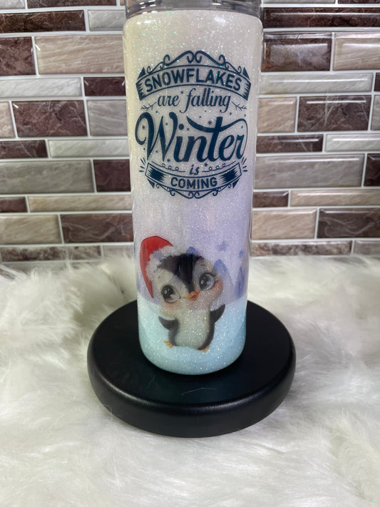 20 oz Stainless Steel Glitter And Vinyl - Winter Is Coming Tumbler