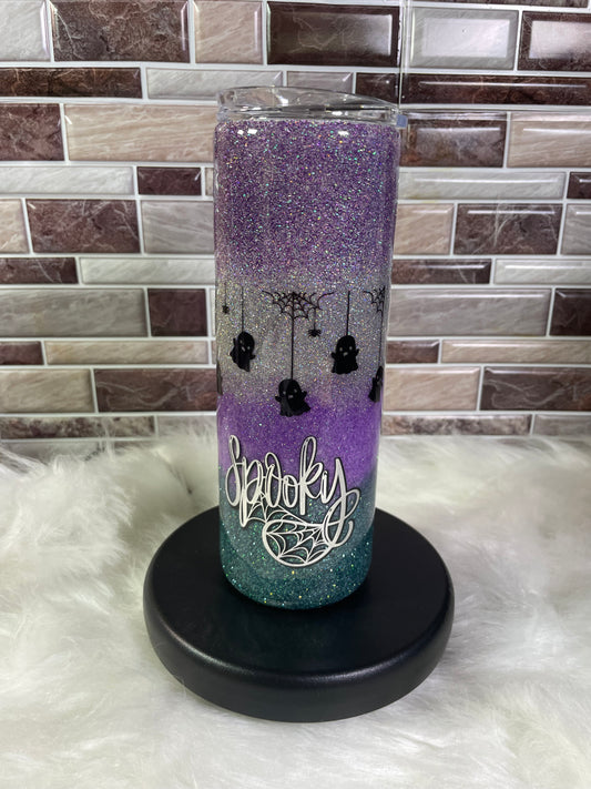 20 oz Stainless Steel Three Way Glitter & Vinyl - Spooky Tumbler